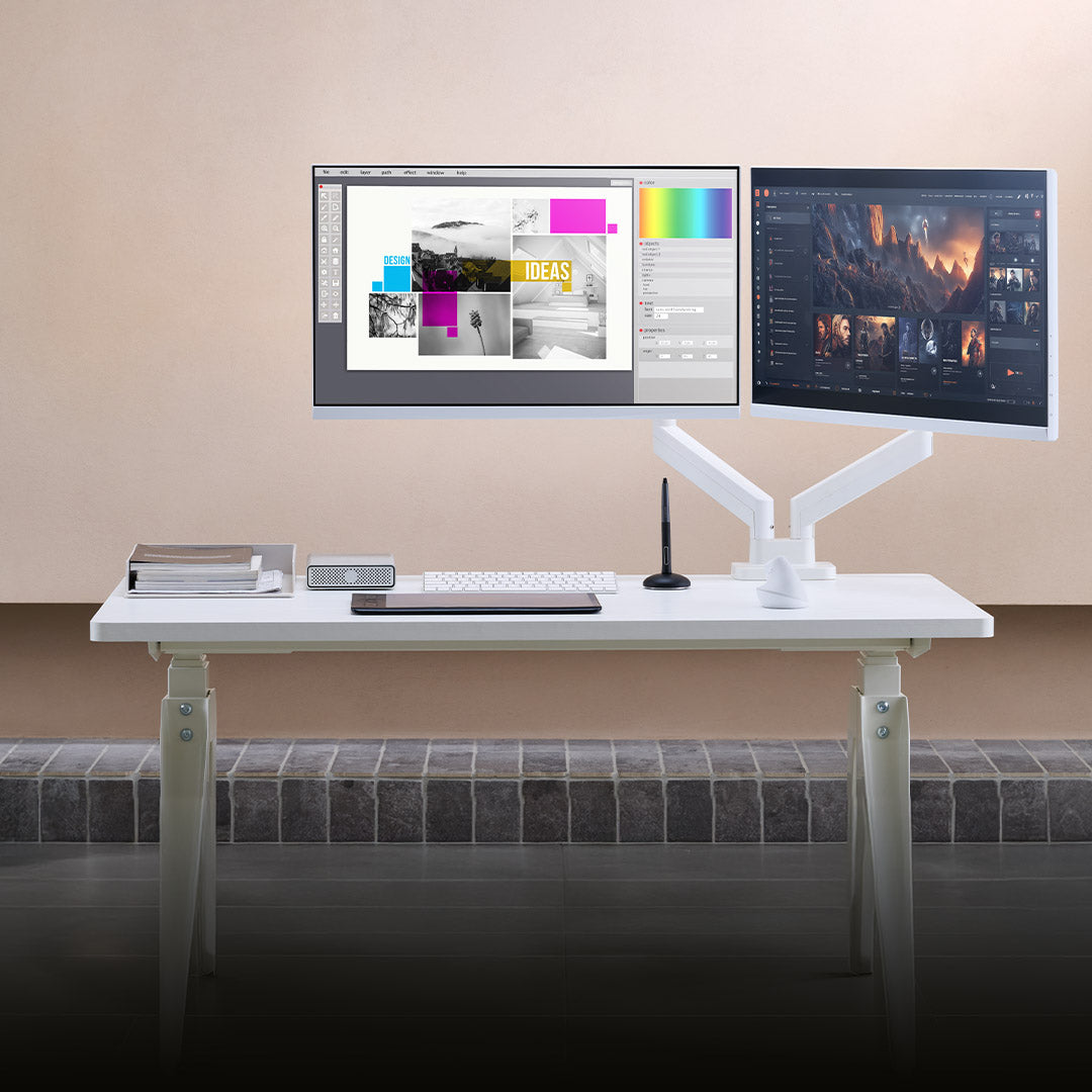ULTRARM monitor arm and Moodular wooden monitor stand — modular, ergonomic, and designed for VISION ultrawide monitors. Enhances comfort, saves space, and elevates your workspace with precision craftsmanship.