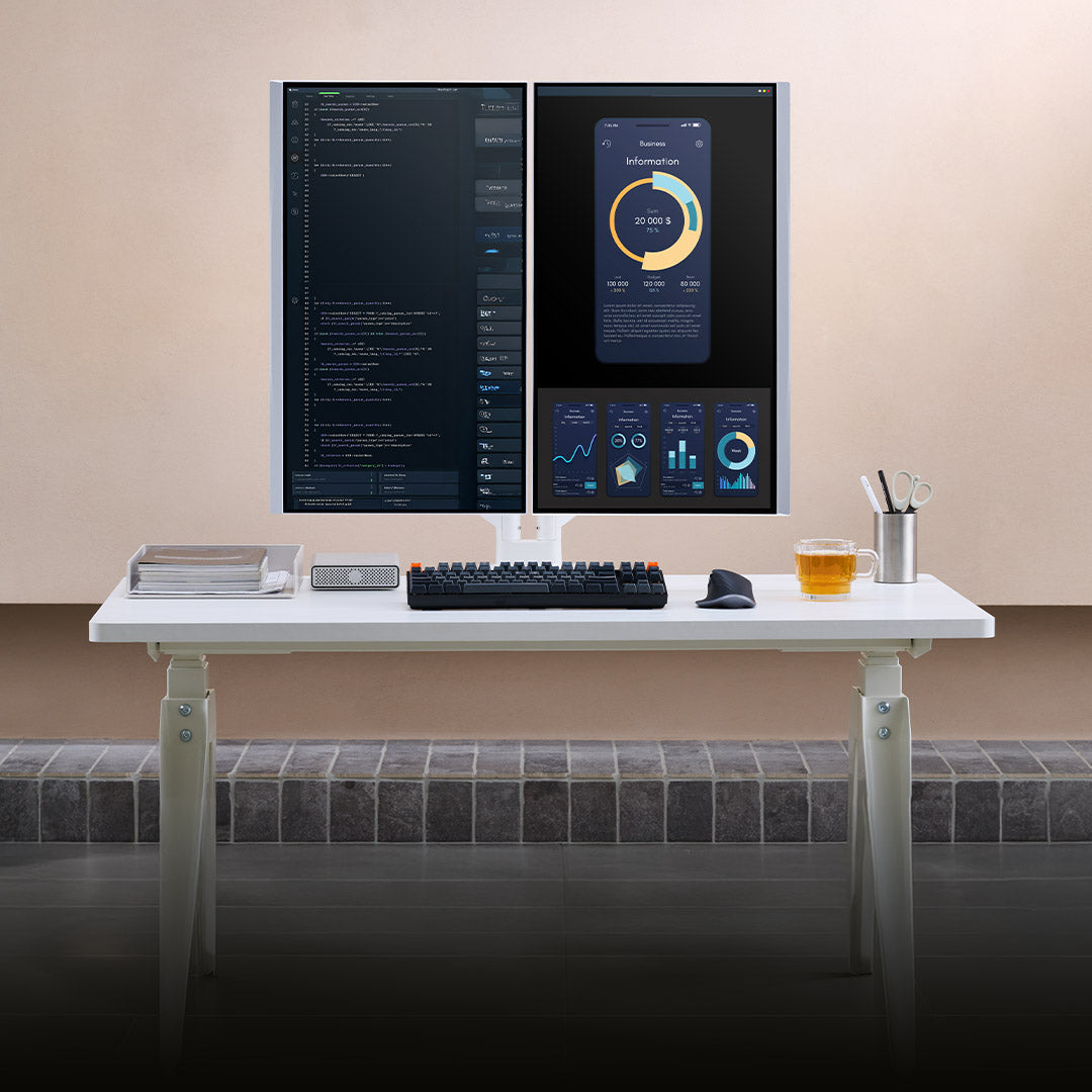 ULTRARM monitor arm and Moodular wooden monitor stand — modular, ergonomic, and designed for VISION ultrawide monitors. Enhances comfort, saves space, and elevates your workspace with precision craftsmanship.