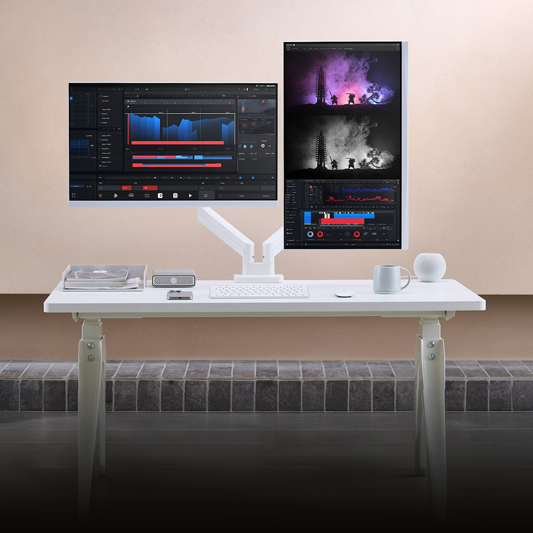 ULTRARM monitor arm and Moodular wooden monitor stand — modular, ergonomic, and designed for VISION ultrawide monitors. Enhances comfort, saves space, and elevates your workspace with precision craftsmanship.