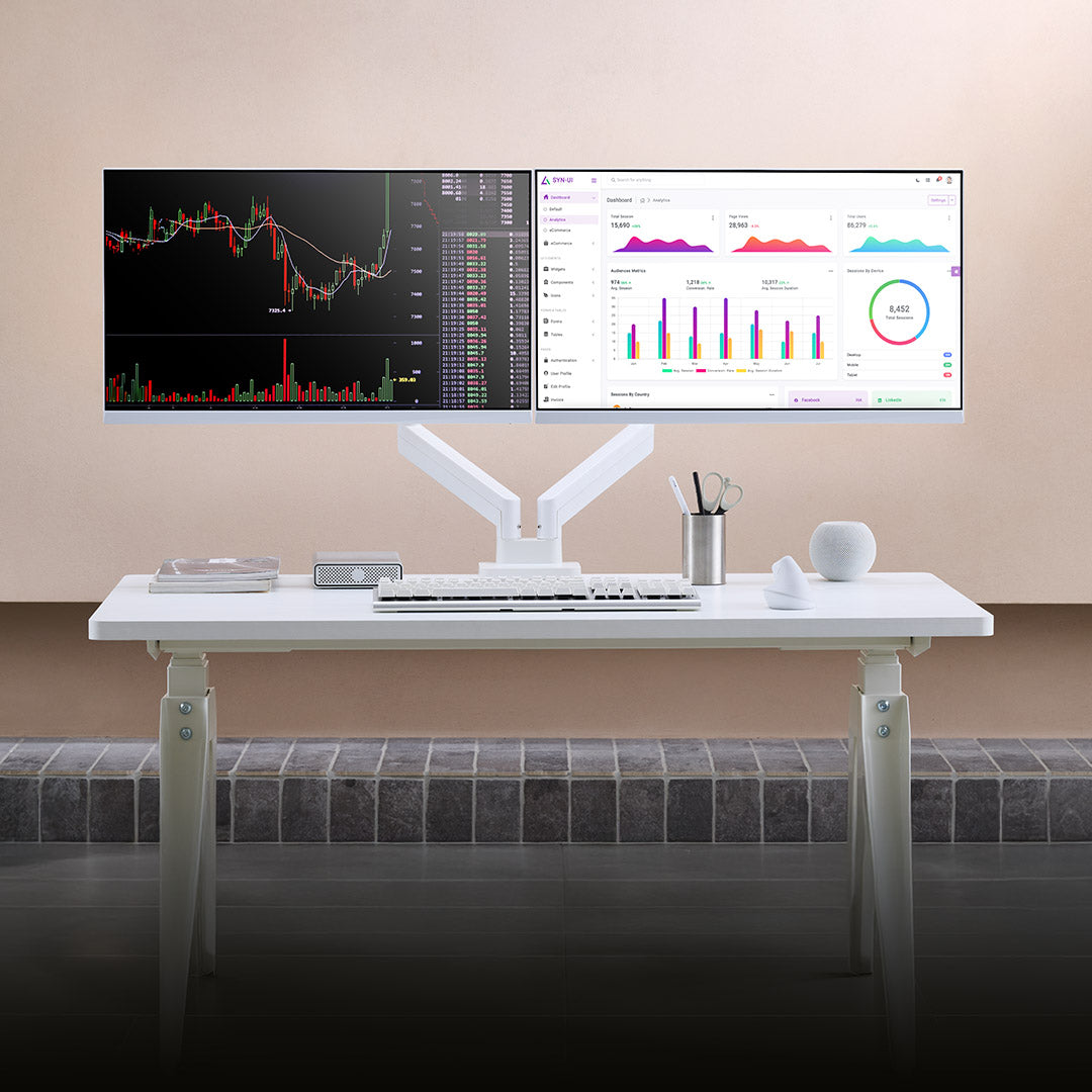 ULTRARM monitor arm and Moodular wooden monitor stand — modular, ergonomic, and designed for VISION ultrawide monitors. Enhances comfort, saves space, and elevates your workspace with precision craftsmanship.